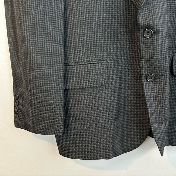 Oscar De La Renta Grey Houndstooth 100% Wool Blazer Size 42 Regular - Picture 8 of 11